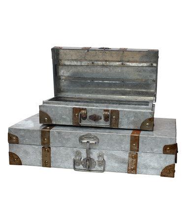 galvanized metal suitcase box set|Set Of 2 .